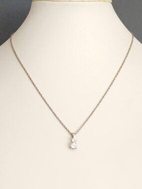 2 stone faux diamond drop necklace